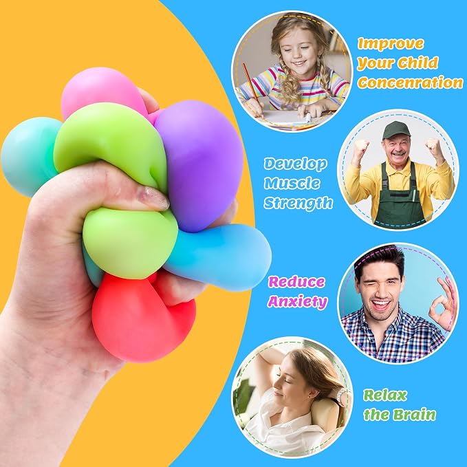 VISCOO 36 Pack Slow Rising Stress Cube, Stress Balls Fidget Squishy Toys | Squeeze Toy for Anxiety Relief, Pull Stretch Squishy Ball for Classroom Prize, Party Favors for Kids Adults