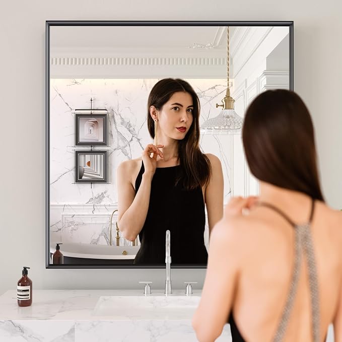 LOAAO Black Bathroom Mirror 30"X30"