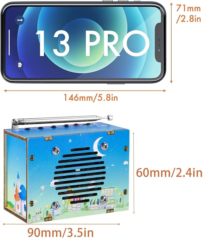 Science Kits for Kids Age 8-12 12-14, STEM Kits for Kids Age 8-10, STEM Toys Build Your Own FM Radio Kit, DIY Electronic Craft Projects Gifts for Teen Girls Boys 9 11 13 15 16+ Year Old (Printed Blue)