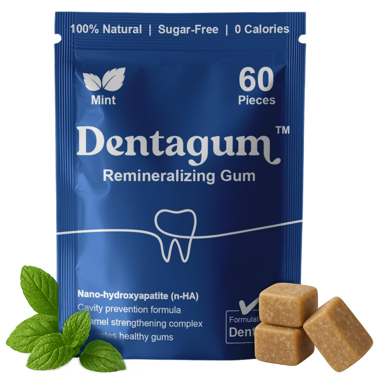Dentagum Remineralizing Gum with Nano-Hydroxyapatite & Xylitol – SugarFree Chewing Gum for Enamel Repair, Cavity Protection & Receding Gums – 60 Pieces