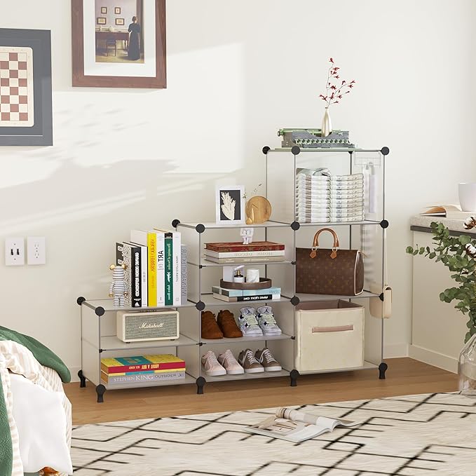 AWTATOS Closet Organizer 6 Cube Storage Shelves Portable Closet Clothes Organizers and Storage Stackable Cubby Shelving for Closet Bedroom Living Room Translucent