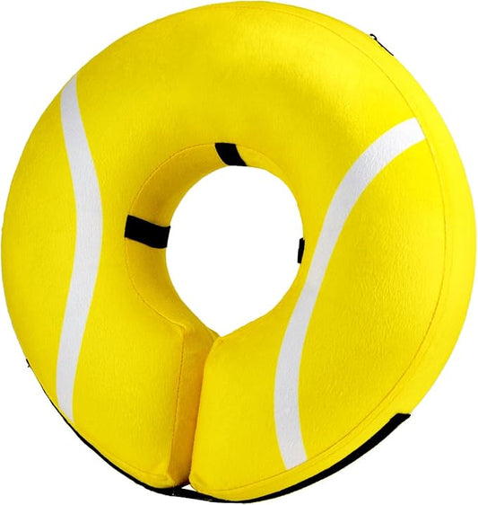 BENCMATE Inflatable Dog Cone Collar Alternative, Soft Dog Cone for Small Medium Large Dogs and Cats, Neck Recovery ECollar Donut Collar After Surgery (Small, Tennis)