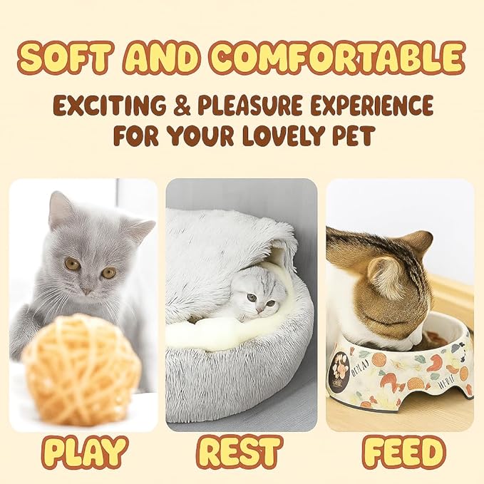 Nest Bed - Lapcatz Cat Beds for Indoor Cats, Fluffy Cat Bed Cave Plush Warm Nest for Cats (Rainbow,S 16"x16")