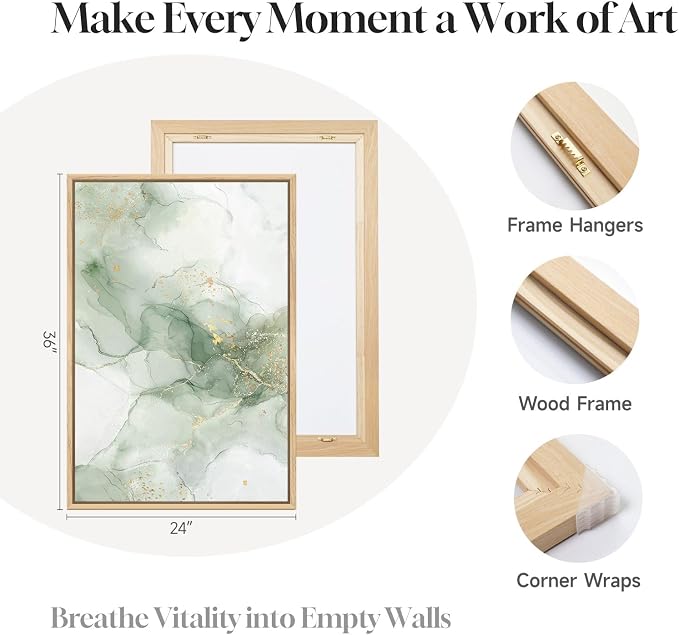 Framed Sage Green Abstract Wall Art