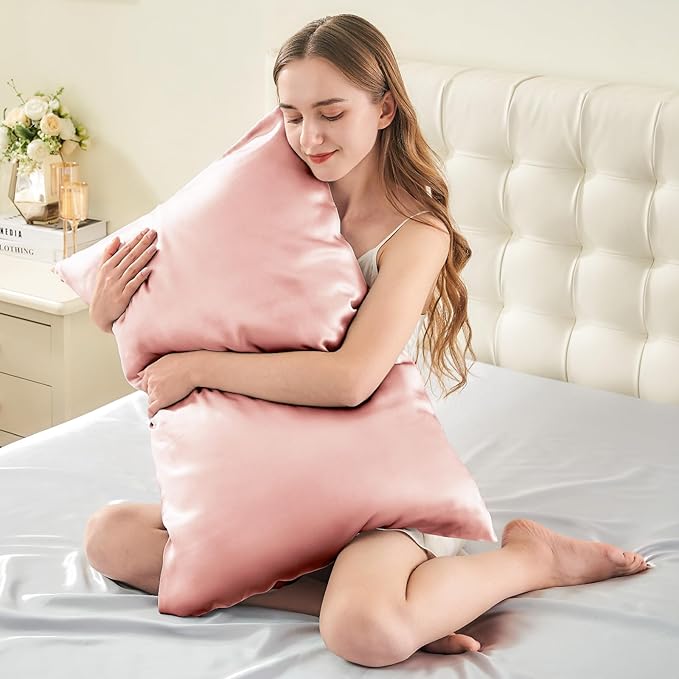 INFIIXSO Mulberry Silk Pillowcase for Hair and Skin, Silk Pillow Cases Queen with Hidden Zipper 20x30 Inches, Extraordinary Smooth and Soft Cooling Pillow Cases for Hot Sleepers(Rose Pink, 1 Pack)