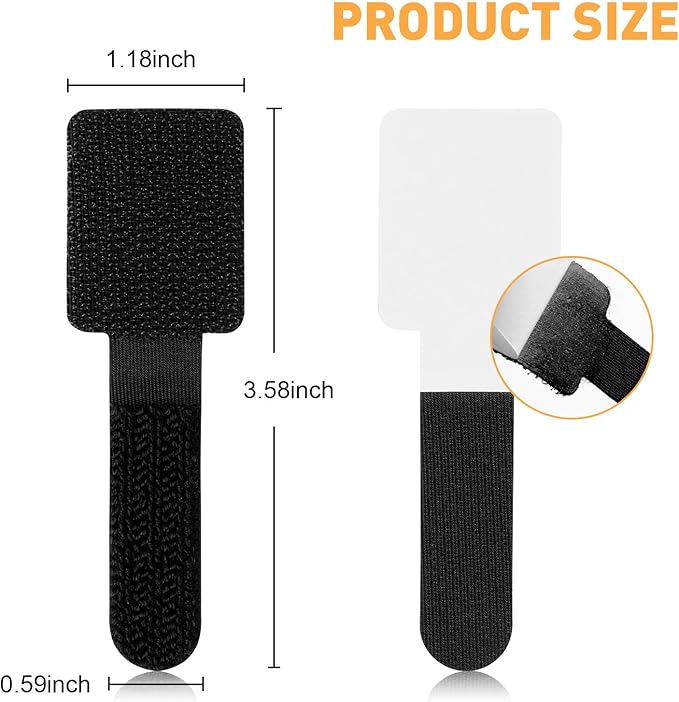 200pcs Hook and Loop Cable Straps,Under Desk Cable Management,Adjustable Cord Organizer for Desk Home Office Organization (Black)
