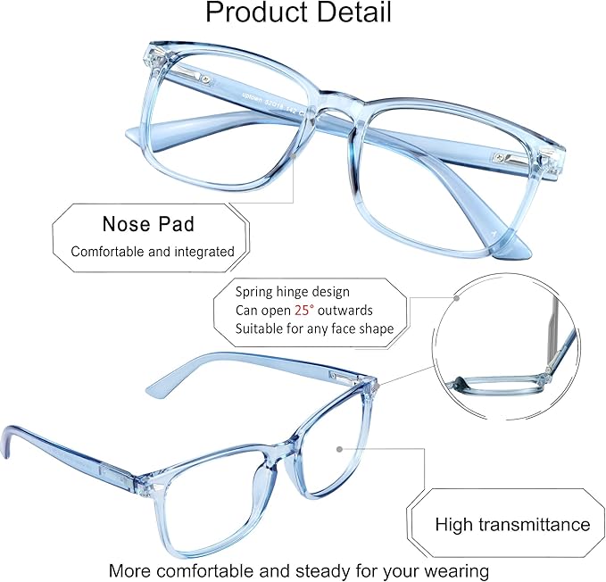 YEIN Bifocal Reading Glasses with Blue Light Blocking Lenses, Bifocal Reader for Women and Men, Vintage Square frame with Spring Hinge (+0.75/+3.50 magnification)