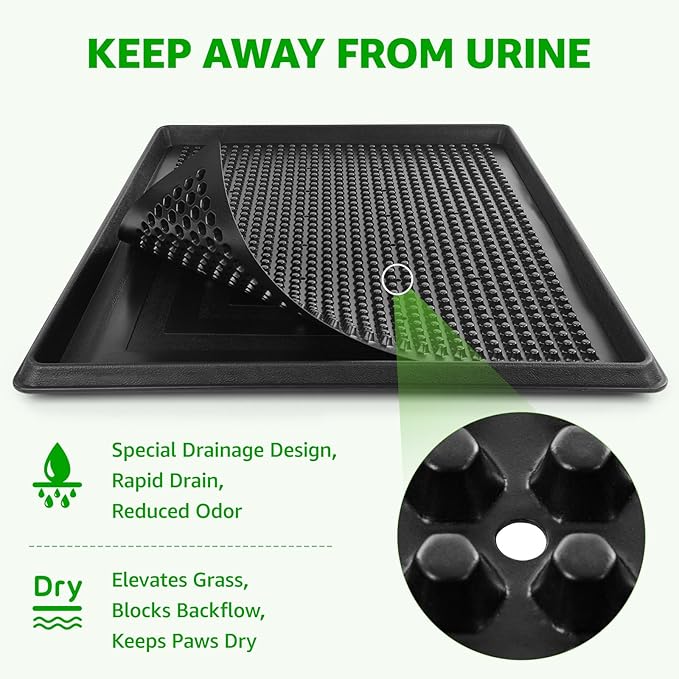 Dog Grass Pet Loo Indoor/Outdoor Portable Potty, Dog Litter Box, Artificial Grass Patch Bathroom Mat and Washable Pee Pad for Puppy Training, Full System with Trays (Pet Training Tray, 20"x30")