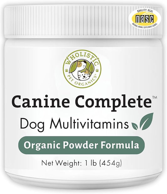 Wholistic Pet Organics Canine Complete - Dog Multivitamin Powder - 1 Lb - Daily Dog Vitamins and Supplements for Homemade Food - Immune System, Skin, Coat & Overall Health - Small and Large Breed