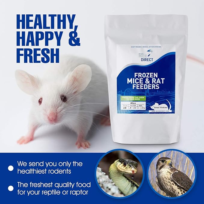 MiceDirect EST. 2003 50 Frozen Mice Small Fuzzie Feeders Snake Food for Juvenile Hognose Corn Milk (.5-1 in) (150 Grams Min)