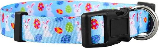 Native Pup Easter Dog Collar, Cute Spring Gift for Puppies, Pink Pastel, Eggs, Chicks, Bunny Adjustable for Small, Medium, Large Breeds (Bunny & Eggs, Large)