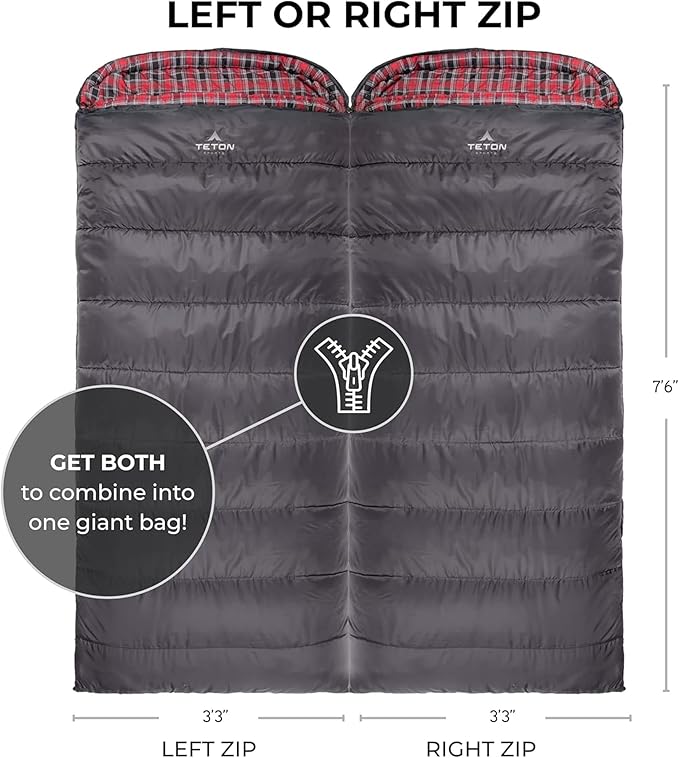 Teton Celsius XXL Sleeping Bag, Cold Weather Sleeping Bags for Adults and Kids, Camping Made Easy and Warm. Compression Sack Included, 35F, 25F, 0F, 20F Degree