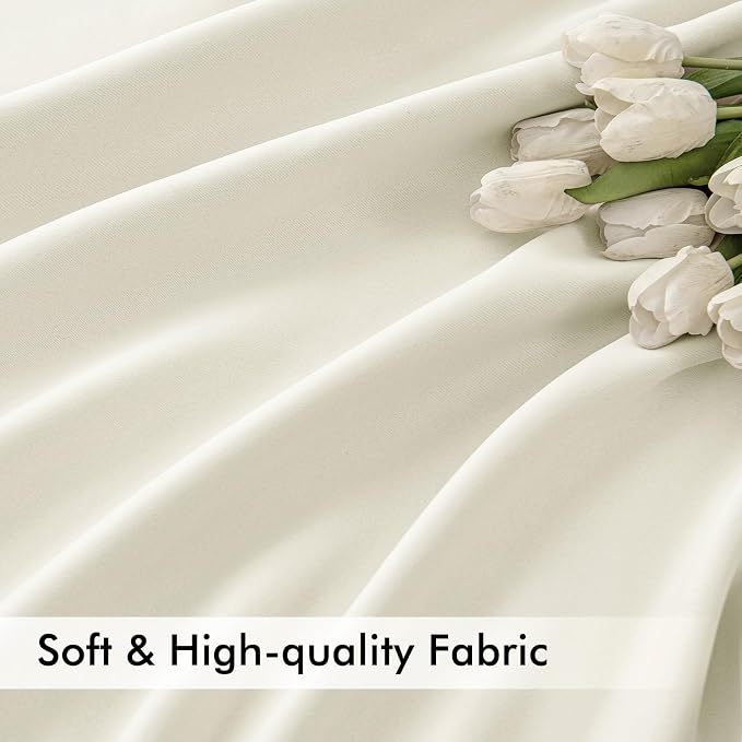 MIULEE Cream Back Tab Blackout Curtains 72 Inches Long 2 Panels Set
