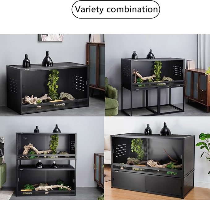 Reptile Tank 4 Packs, 40"x16"x16" Stackable Space Efficient Reptile Enclosure for Bearded Dragon and Ball Python, Expandable Snake Terrarium with Front Opening, Combination Lock
