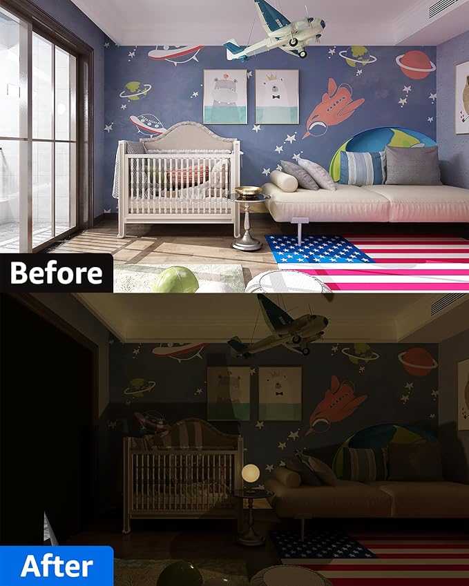 Sumobaby Blackout Curtains for Bedroom Portable 30"x60",No Drill Blackout Shades with Upgraded Hook&Loop Tapes,100% Black Out Window Cover,Thermal Insulated Blinds for Bedroom,Nursery(1 Panel,Black)