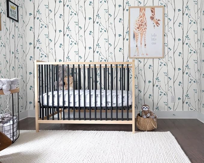 Timeet Peel and Stick Wallpaper White and Blue Floral Wallpaper Boho Leaf