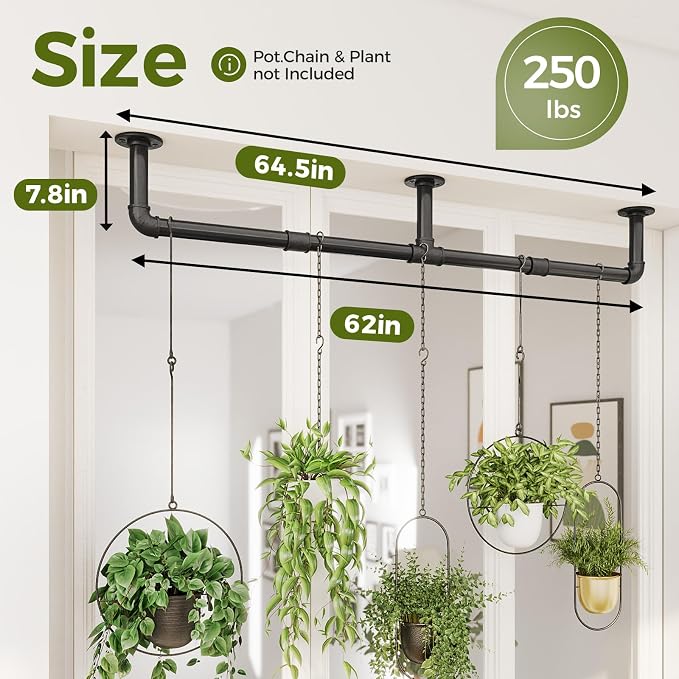 Bamworld Window Plant Hanger Indoor 63in 2PCS Hanging Planters