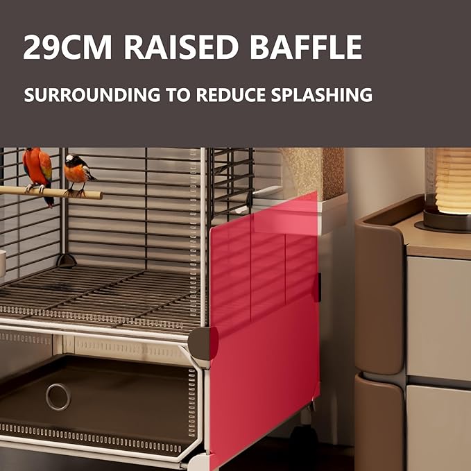 Large Parrot Cage with Acrylic Doors, 4 Casters, Perch & Feeder, Detachable Drawer, Ideal for Cockatiels, Budgies, Conures, Indoor/Outdoor Use – Spacious White Birdcage(White,72 * 36 * 170)