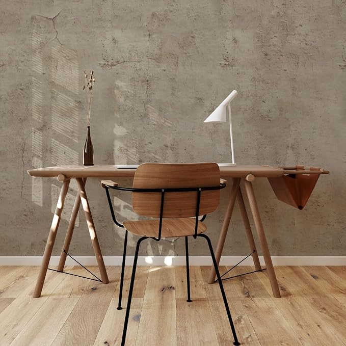 Beige Concrete Wallpaper 15.9in X 180in, Cement Contact Paper 3D Matte Textured