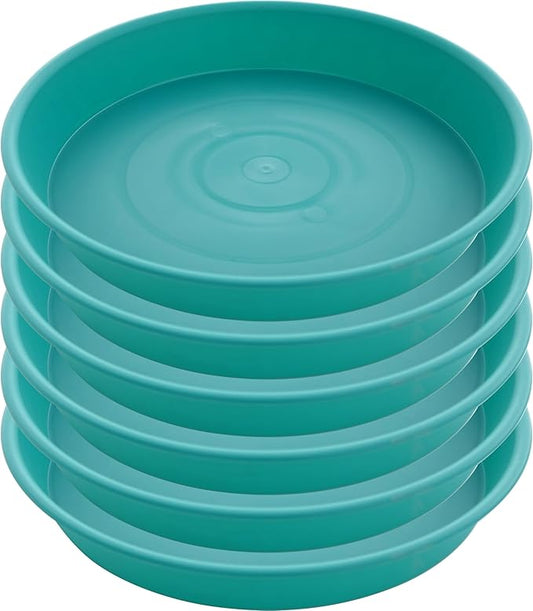 6 Pack of 12 inch Plant Saucer, Heavy Duty Plastic Plant Saucer 12" Round, Durable Plant Tray for Pots, Plant Saucers for Indoors, Plant Trays for Planter (12", Teal)
