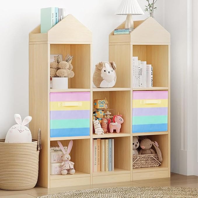 ShellKingdom Foldable Fabric Storage Cubes And Cloth Organizer Drawer For Closet And Toys, 2 Pack (Rainbow)