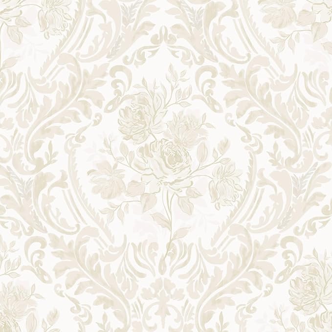 Ismoon Floral Peel and Stick Wallpaper Vintage Beige Contact Paper Boho
