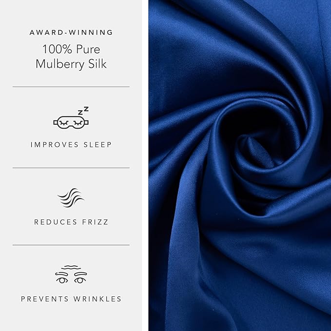 Fishers Finery 25mm Mulberry Silk Queen Pillowcase Navy