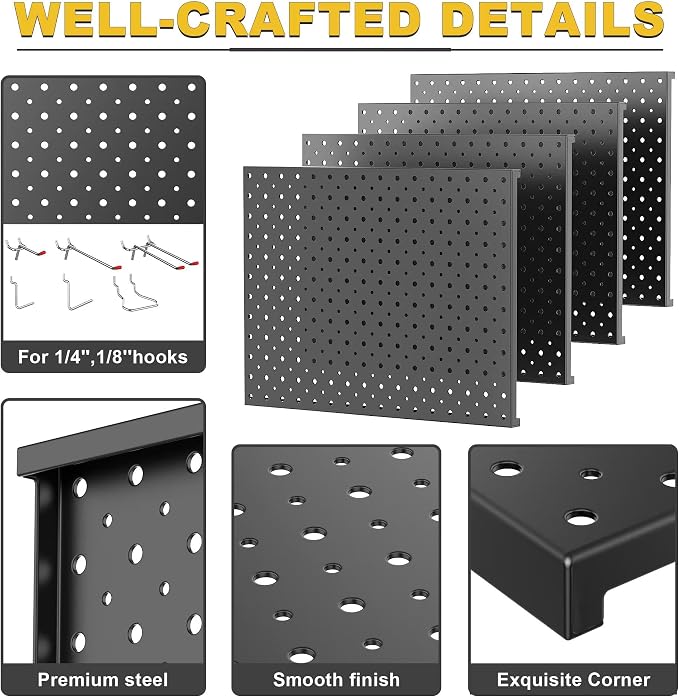 Ultrawall Metal Pegboard Panels, Pegboard Wall Organizer, Garage Tool Storage
