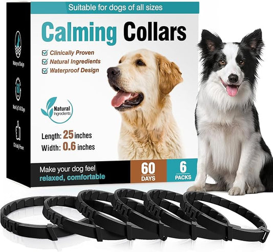 6 Packs Calming Collar for Dogs Dog Calming Pheromones Collar Separation Anxiety and Stress Relief Anti Anxiety 60 Days Calm Pheromone Collars Adjustable Waterproof for Small Medium Large Dogs 25 Inch