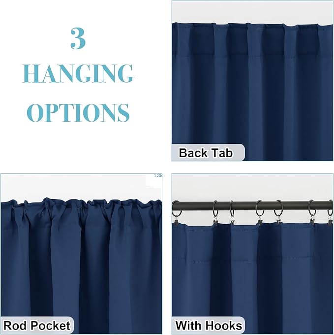RYB HOME Blackout Kitchen Curtains, Thermal Insulated Back Tabs Window Curtain