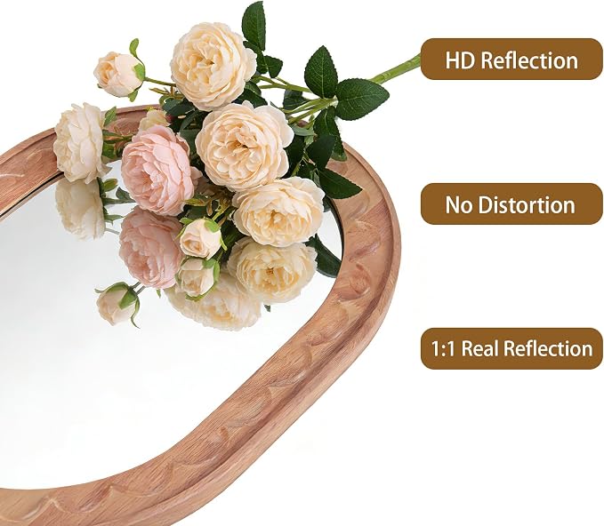 Entryway Small Mirrors for Wall, 16 x 12 Inch Bathroom Wood Mirror