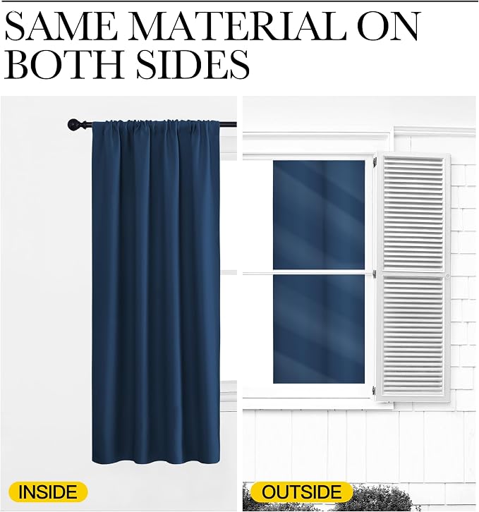 NICETOWN Blackout Curtains for Bedroom, Moroccan Blue, 1 Pair, 42 by 45-inch