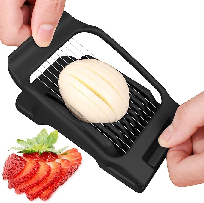 Egg Slicer for Hard Boiled Eggs Egg Cutter Strawberry Slicer (Black)