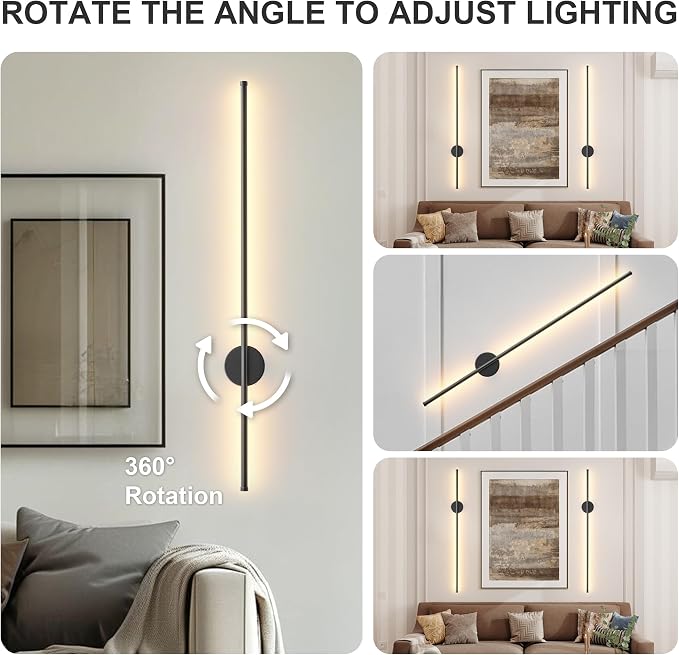 Battery Operated Modern Wall Sconces Set of Two, Rechargeable Wireless Wall