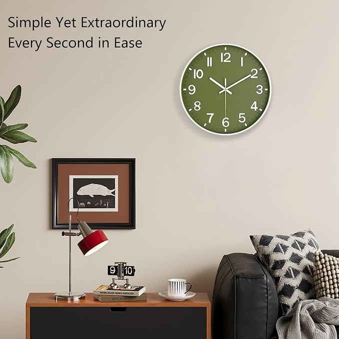 Wall Clocks Battery Operated, 12 Inch Non Ticking Wall Clock, Silent Analog