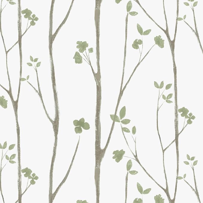 Timeet Peel and Stick Wallpaper Green Leaf Wall Paper Boho Floral Contact Paper