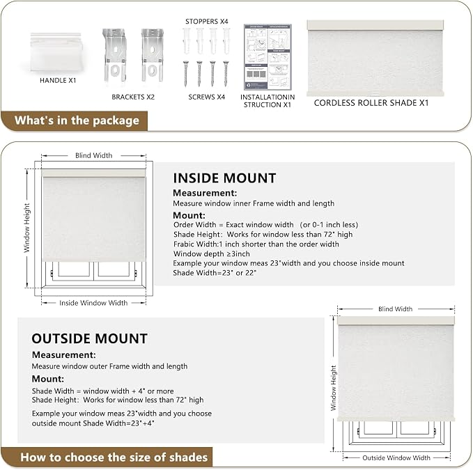 AOSKY Linen Roller Blinds Shades
