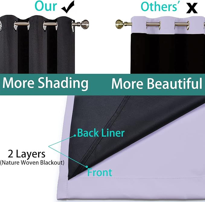 Yakamok 84 Inch Length 100% Blackout Curtains