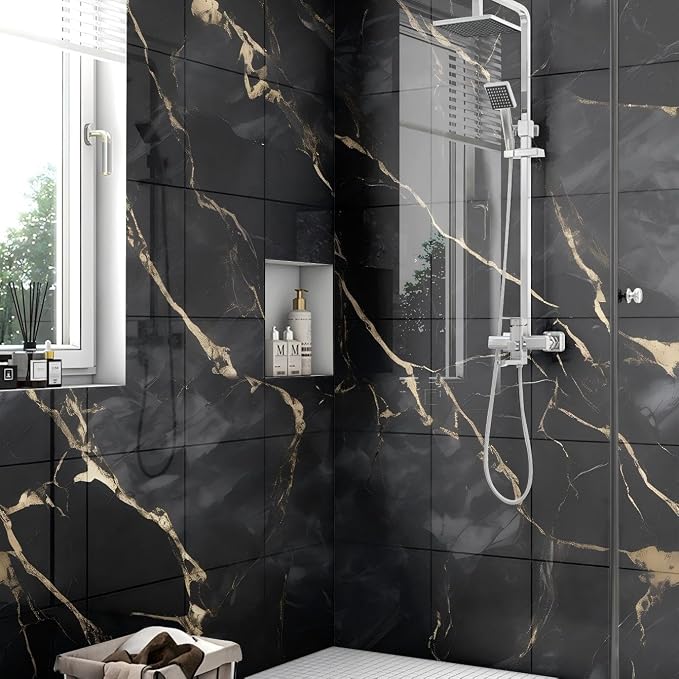 Chejiaye 10pcs Marble Peel and Stick Backsplash Waterproof Washroom Wall Panels