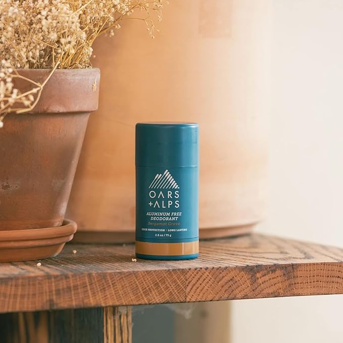 Oars + Alps Aluminum Free Deodorant for Men and Women, Dermatologist Tested and Made with Clean Ingredients, Travel Size, Bergamot Grove, 3 Pack, 2.6 Oz Each