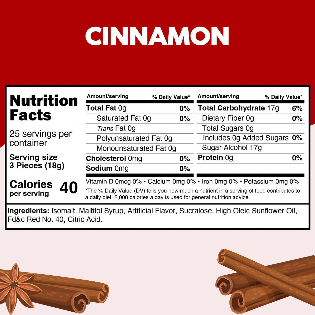 Sugar Free Hot Cinnamon Hard Candy Discs 1 Pound Candies - Approx. 75 Individually Wrapped Red Fiery Cinnamon Candies For Snacks & Treats, Sugar Free Candy - Taboom
