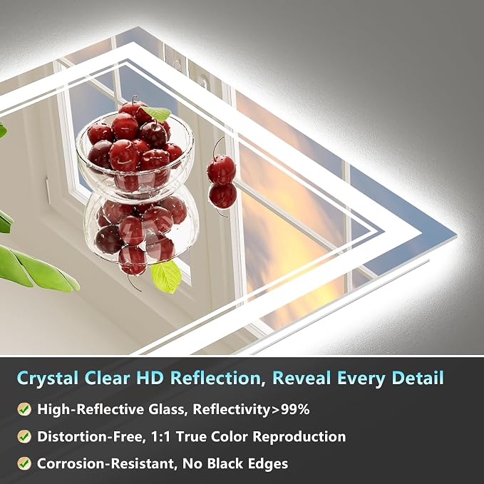 72x36 LED Bathroom Mirror with Lights, Backlit and Front Lit Anti-Fog Lighted
