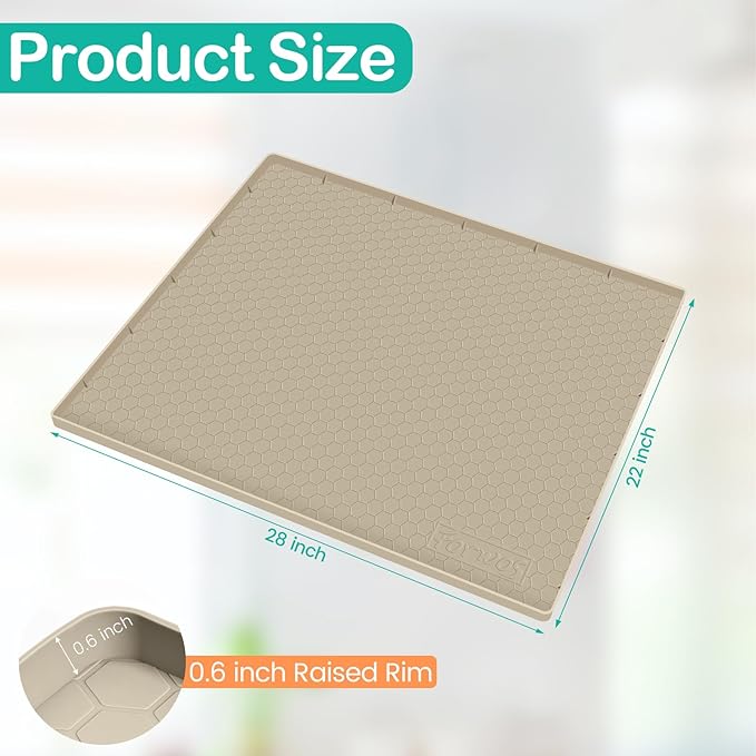 Waterproof Under Sink Mat 28" x 22", Silicone Cabinet Liner, Rubber Protector for Kitchen and Bathroom, Keeps Cabinets Clean, Dry, and Organized (Mint Green)