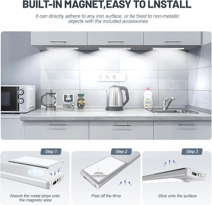 6 Pack Under Cabinet Lights Wireless, 32 LED Motion Sensor Light Indoor