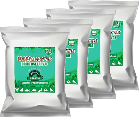 Dried Black Soldier Fly Larvae 44LBS, 85X More Calcium Than Mealworms High-Protein BSF Larvae Chicken Treats Non-GMO BSFL for Chickens, Hens, Ducks, Wild Birds