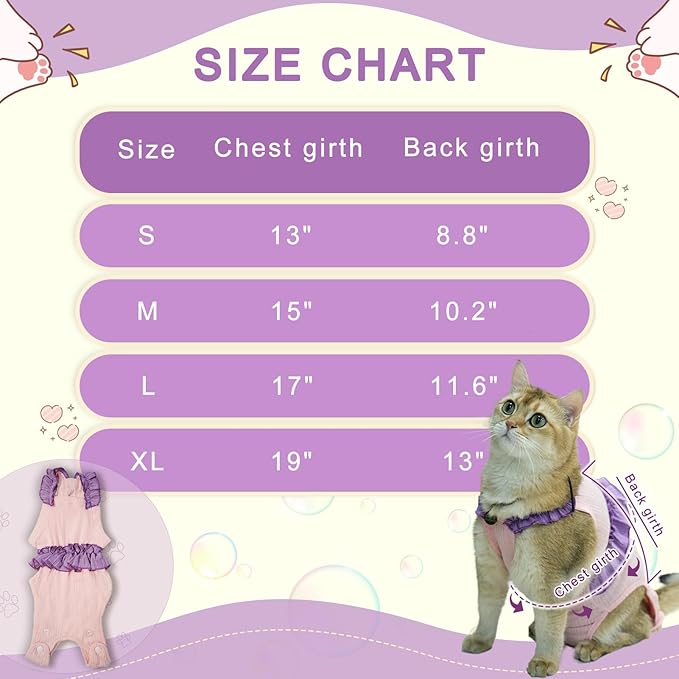 Cat Recovery Suit,Kitten Onesie After Surgery,E-Collar Alternative for Abdominal Wound and Skin Diseases,Soft Breathable Bodysuit After Spay（Orange-XL）