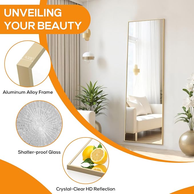 Mirror Full Length, Upgraded 16"x59" Body Wall Mirrors