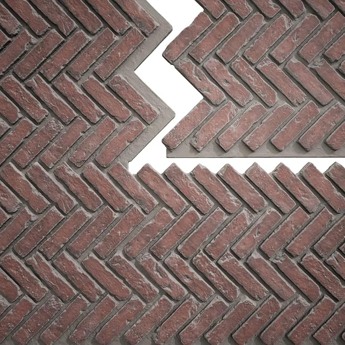 EverStone Herringbone Faux Brick Panel, 46 1/2"W x 25 1/4"H x 1"D, Stratus Color