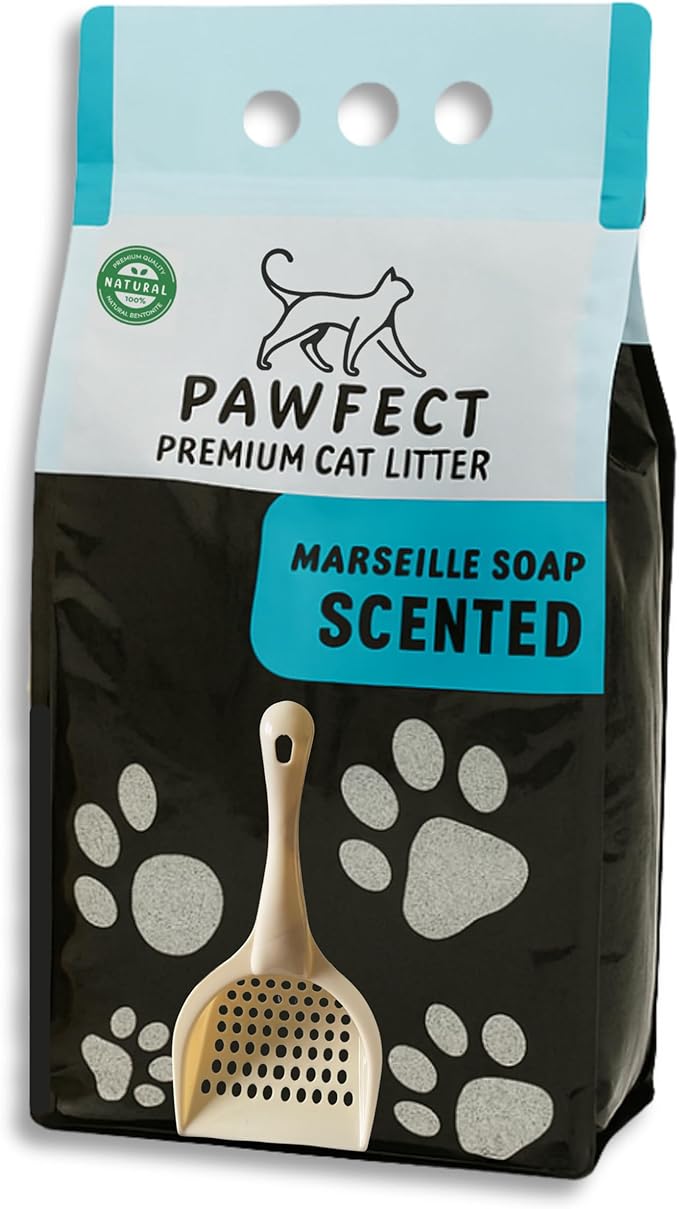 Marseille Soap Scented Cat Litter – 9.6 lb / 5L, Fast Clumping, Natural Odor Absorption, Lightweight Formula, Made with Turkish White Bentonite