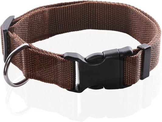 Adjustable Nylon Dog Collar, pet Collar 1 Inch 3/4 Inch 5/8 Inch Wide, for Large Medium Small Dogs (S(5/8" x 11-16"), Brown)